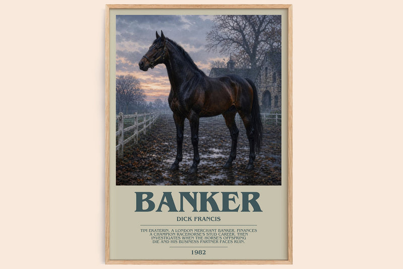 Banker bookish book poster by Dick Francis – framed literary art print