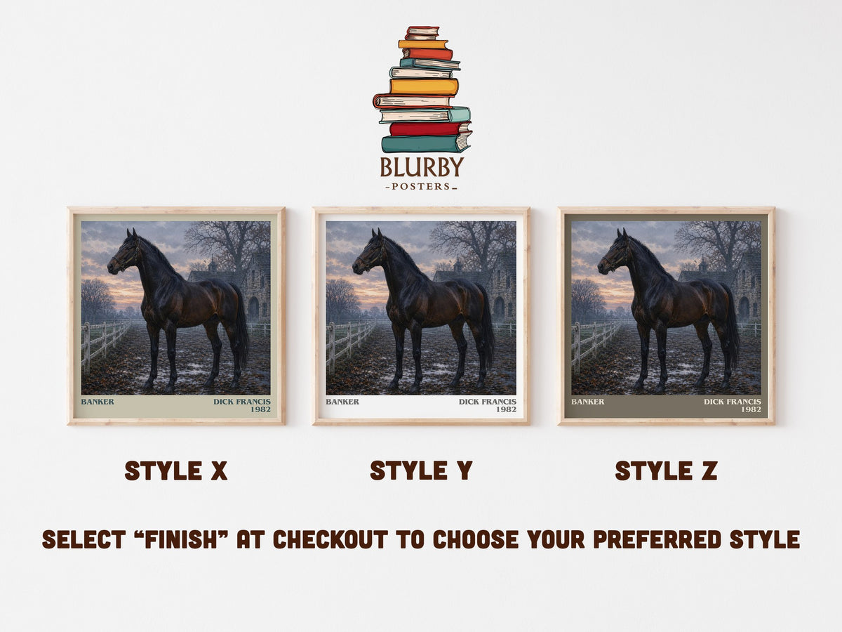 Banker literary print in frame leaning in hallway – thriller wall art (mockup)