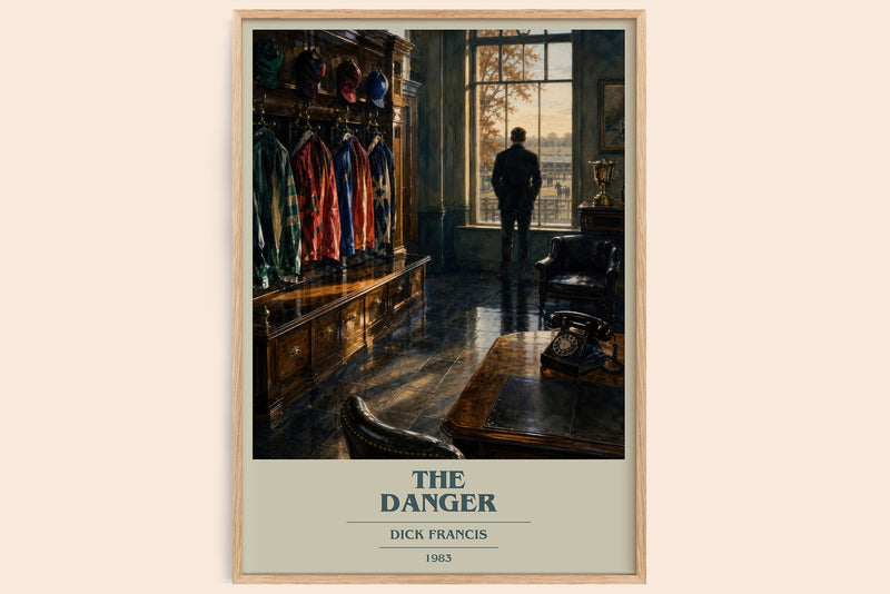 The Danger book cover book poster by Dick Francis – framed literary art print