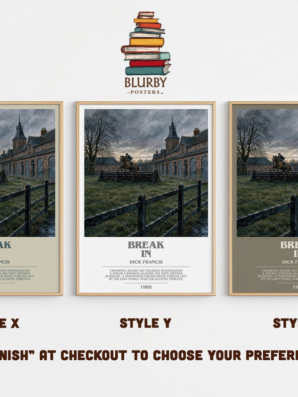 Break In bookish print in frame leaning in hallway – thriller wall art