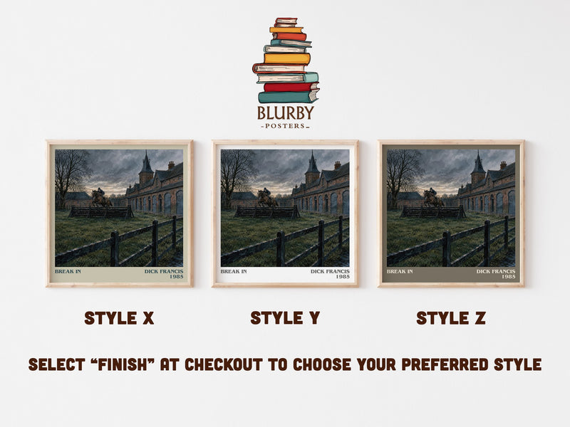 Break In literary print in frame leaning in hallway – thriller wall art