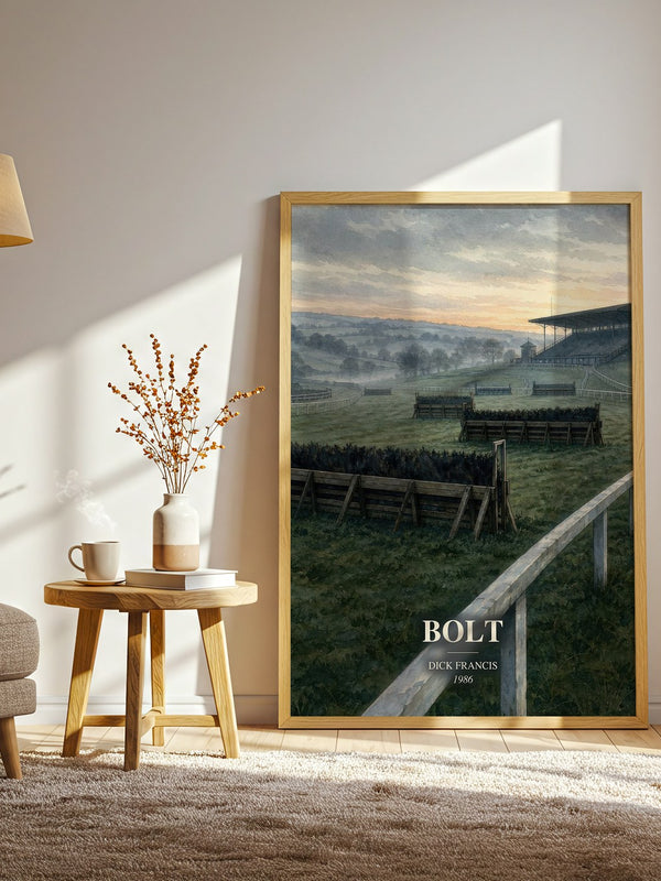 Bolt watercolour print in frame leaning in hallway – thriller wall art
