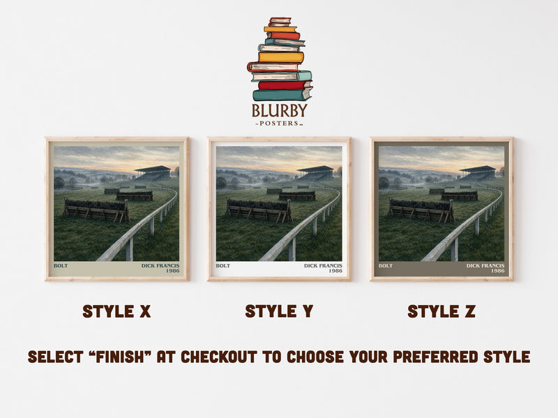 Bolt literary print in frame leaning in hallway – thriller wall art