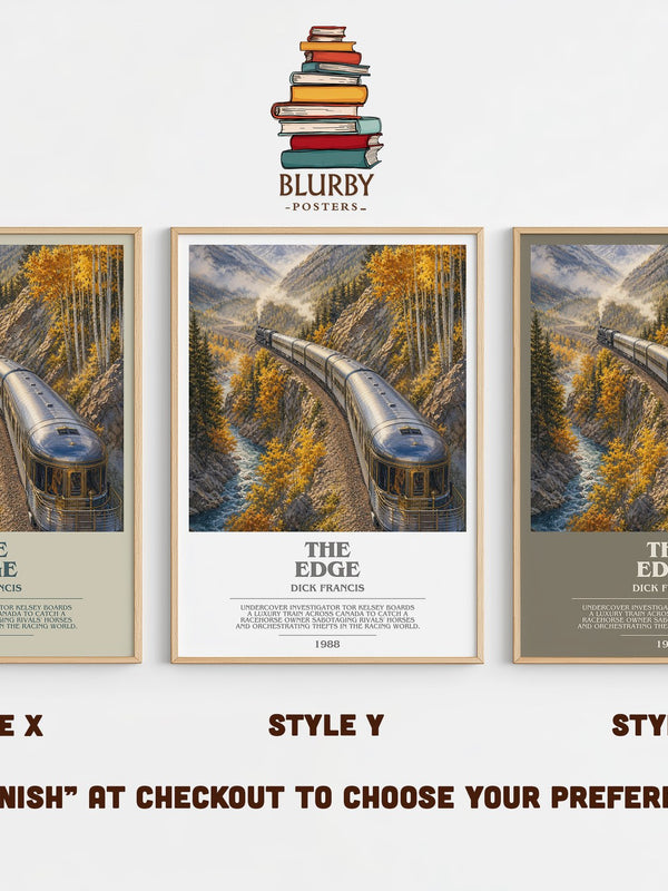 The Edge bookish print in frame leaning in hallway – thriller wall art