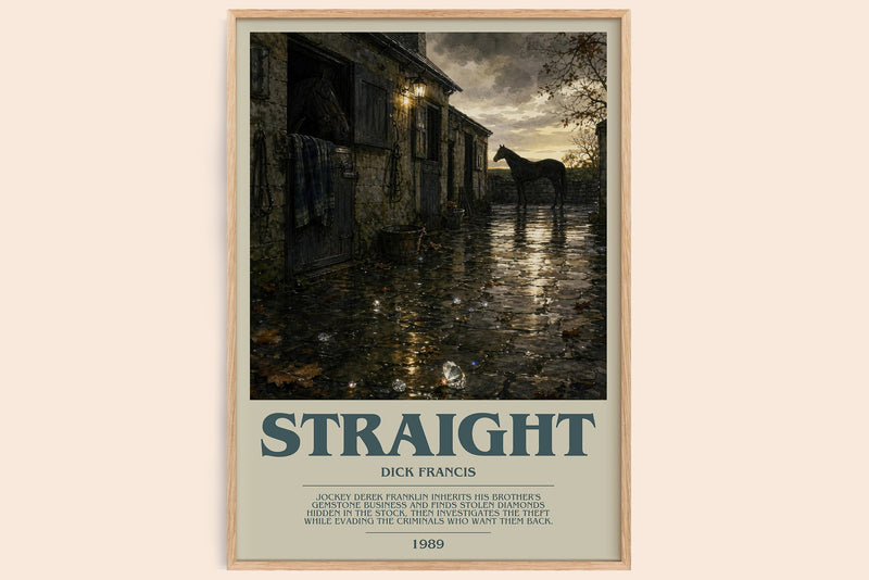 Straight bookish book poster by Dick Francis – framed literary art print