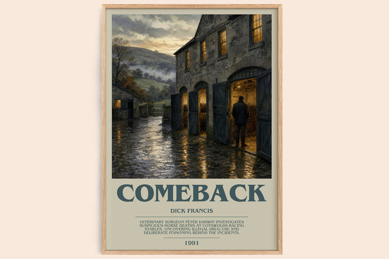 Comeback bookish book poster by Dick Francis – framed literary art print