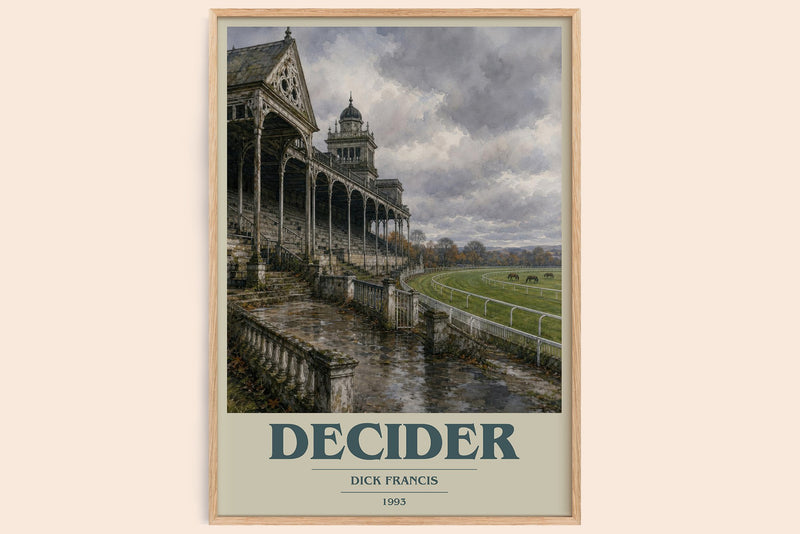 Decider book cover book poster by Dick Francis – framed literary art print