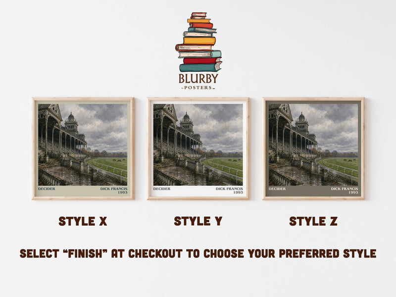 Decider literary print in frame leaning in hallway – thriller wall art
