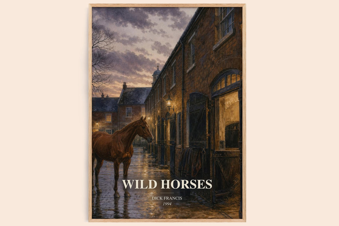 Wild Horses watercolour book poster by Dick Francis – framed literary art print