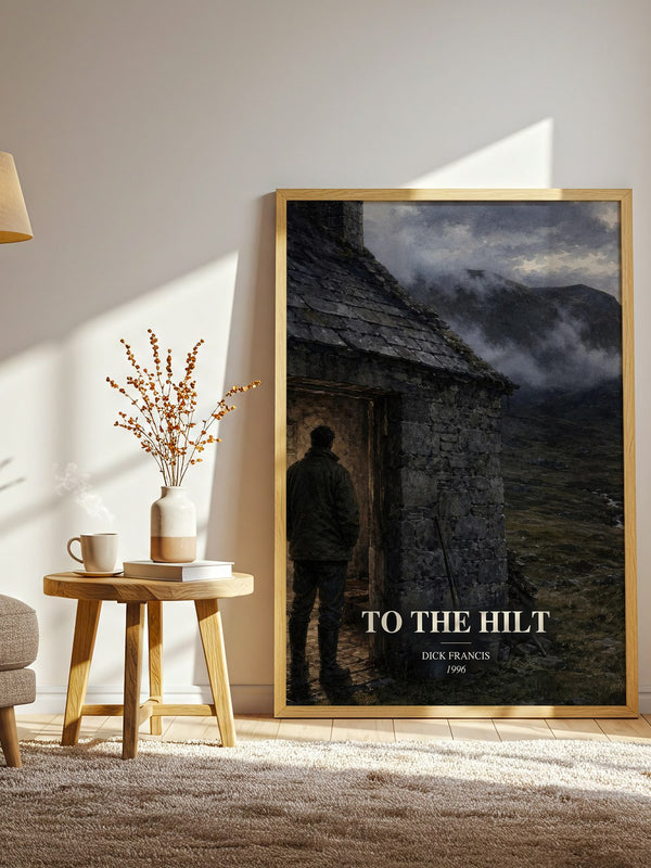 To the Hilt watercolour print in frame leaning in hallway – thriller wall art