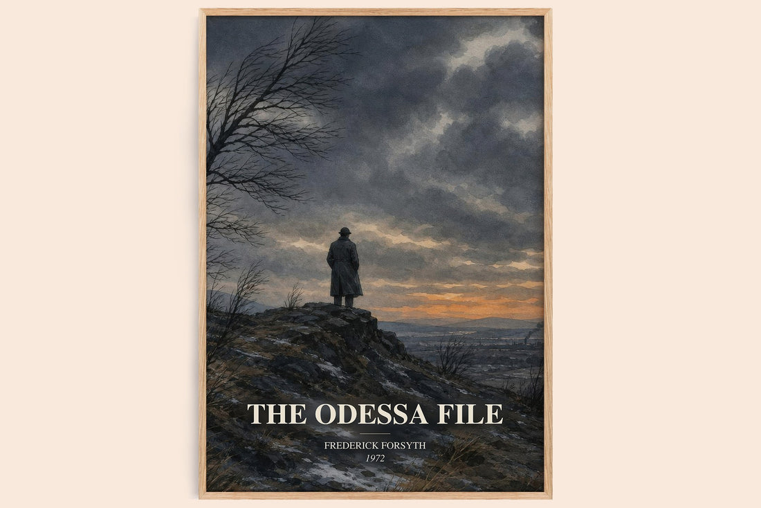 The Odessa File watercolour book poster by Frederick Forsyth – framed literary art print