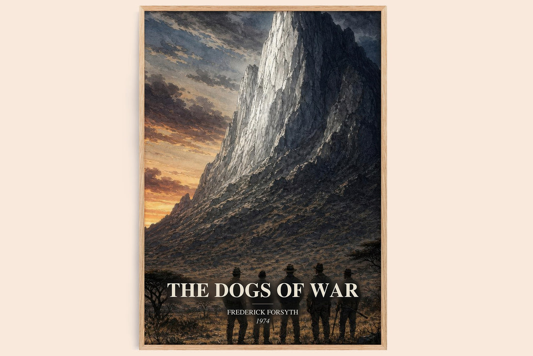 The Dogs of War watercolour book poster by Frederick Forsyth – framed literary art print