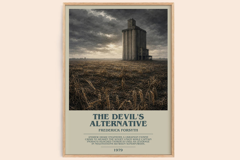 The Devil's Alternative bookish book poster by Frederick Forsyth – framed literary art print
