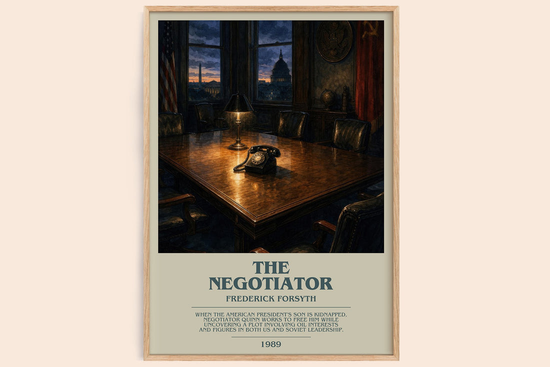 The Negotiator bookish book poster by Frederick Forsyth – framed literary art print