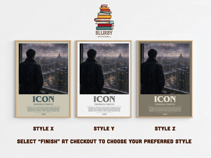 Icon bookish print in frame leaning in hallway – thriller wall art