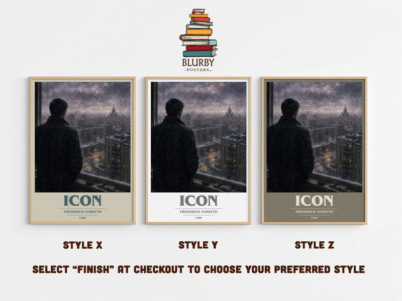 Icon book cover print in frame leaning in hallway – thriller wall art