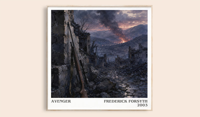 Avenger literary book poster by Frederick Forsyth – framed literary art print
