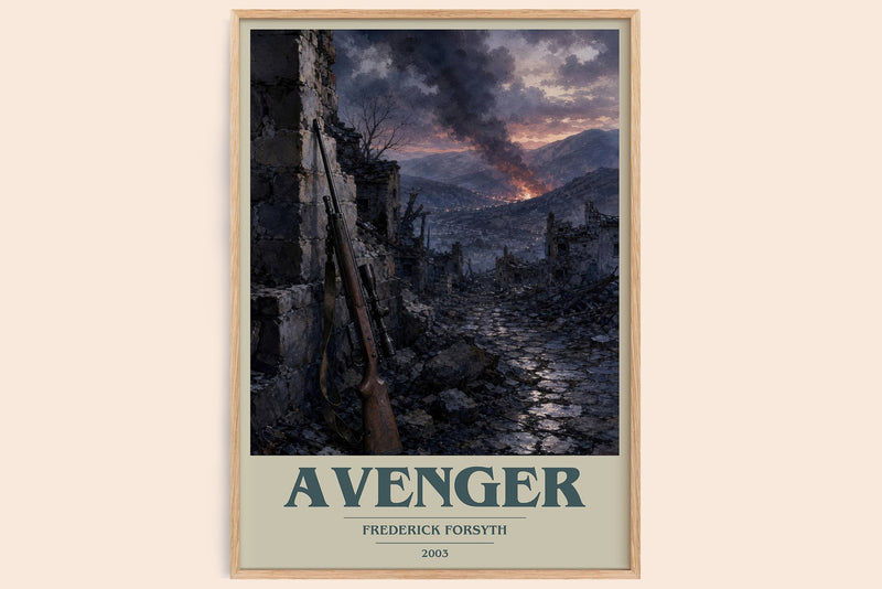 Avenger book cover book poster by Frederick Forsyth – framed literary art print