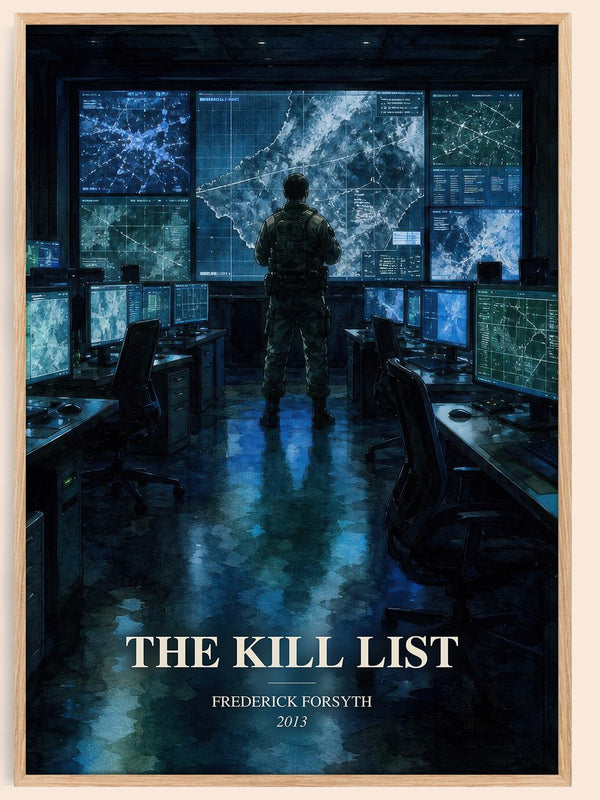 The Kill List watercolour book poster by Frederick Forsyth – framed literary art print