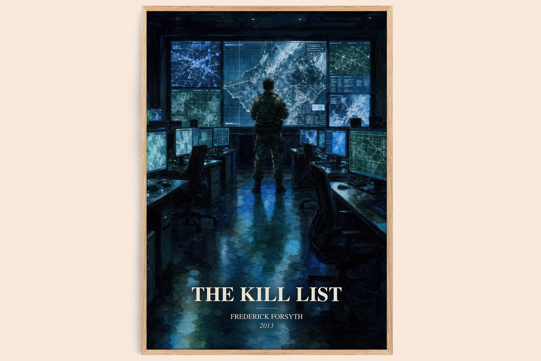 The Kill List watercolour book poster by Frederick Forsyth – framed literary art print