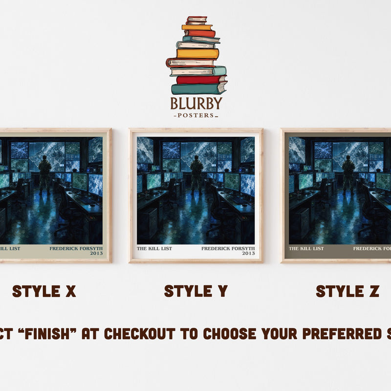 The Kill List literary print in frame leaning in hallway – thriller wall art
