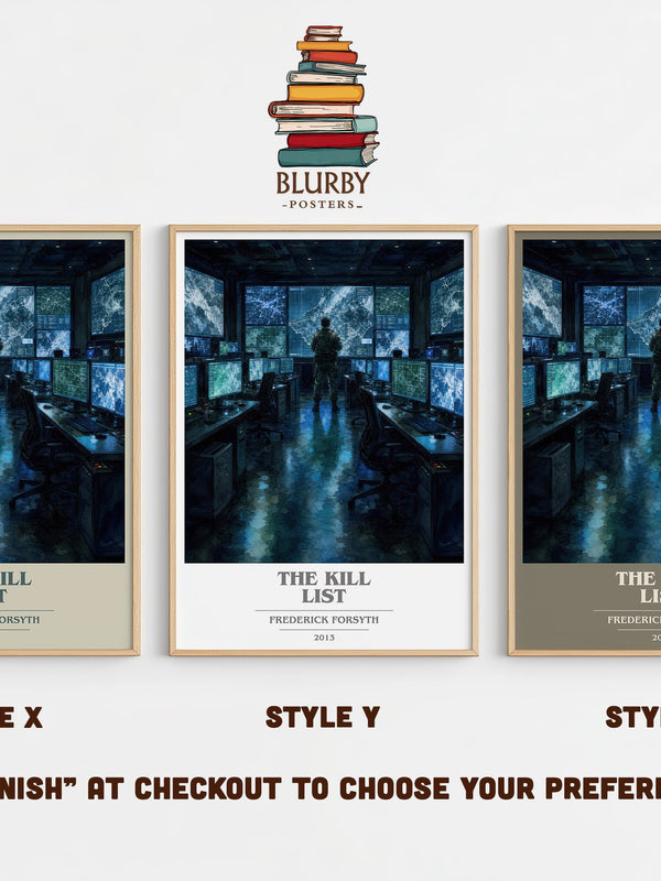 The Kill List book cover print in frame leaning in hallway – thriller wall art