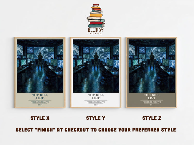 The Kill List book cover print in frame leaning in hallway – thriller wall art
