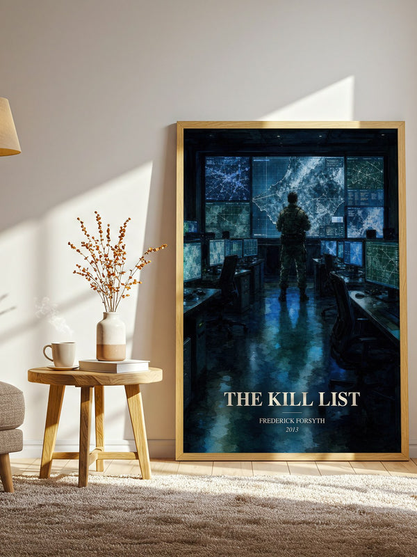 The Kill List watercolour print in frame leaning in hallway – thriller wall art