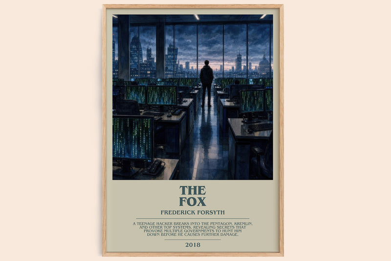 The Fox bookish book poster by Frederick Forsyth – framed literary art print