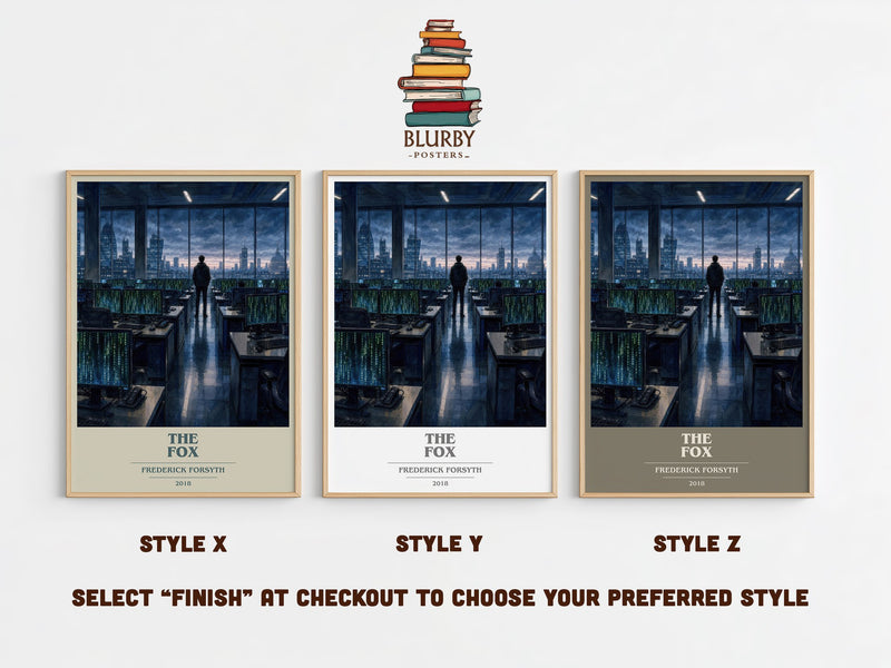 The Fox book cover print in frame leaning in hallway – thriller wall art