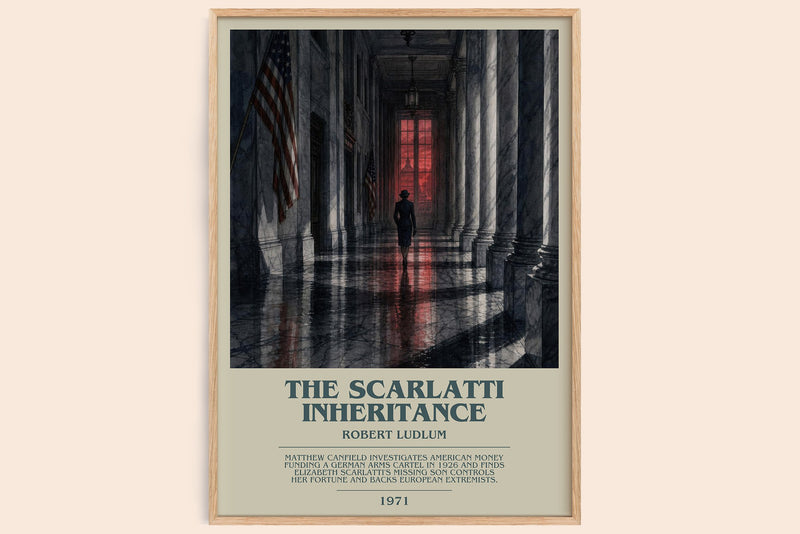 The Scarlatti Inheritance bookish book poster by Robert Ludlum – framed literary art print