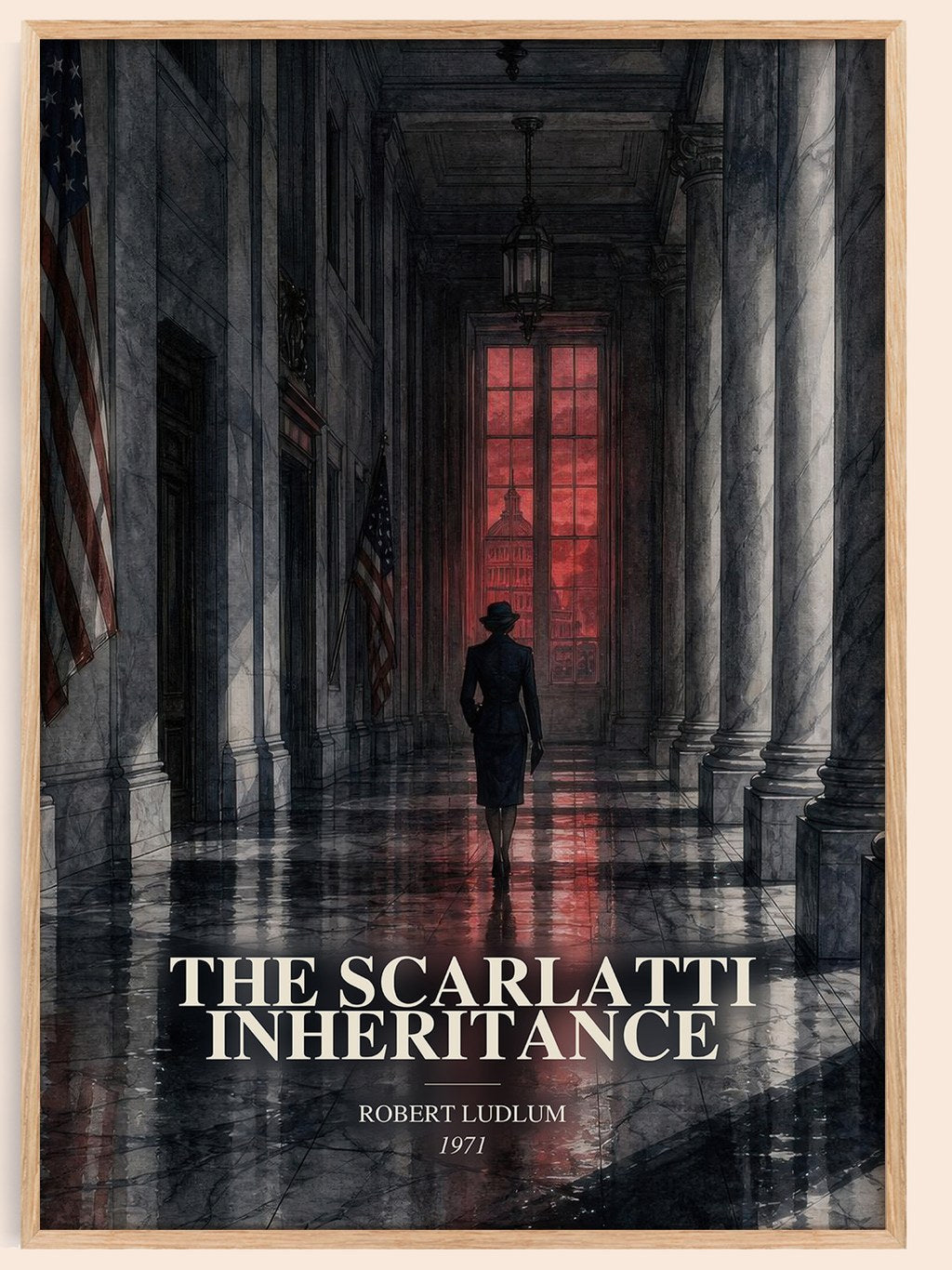 The Scarlatti Inheritance watercolour book poster by Robert Ludlum – framed literary art print
