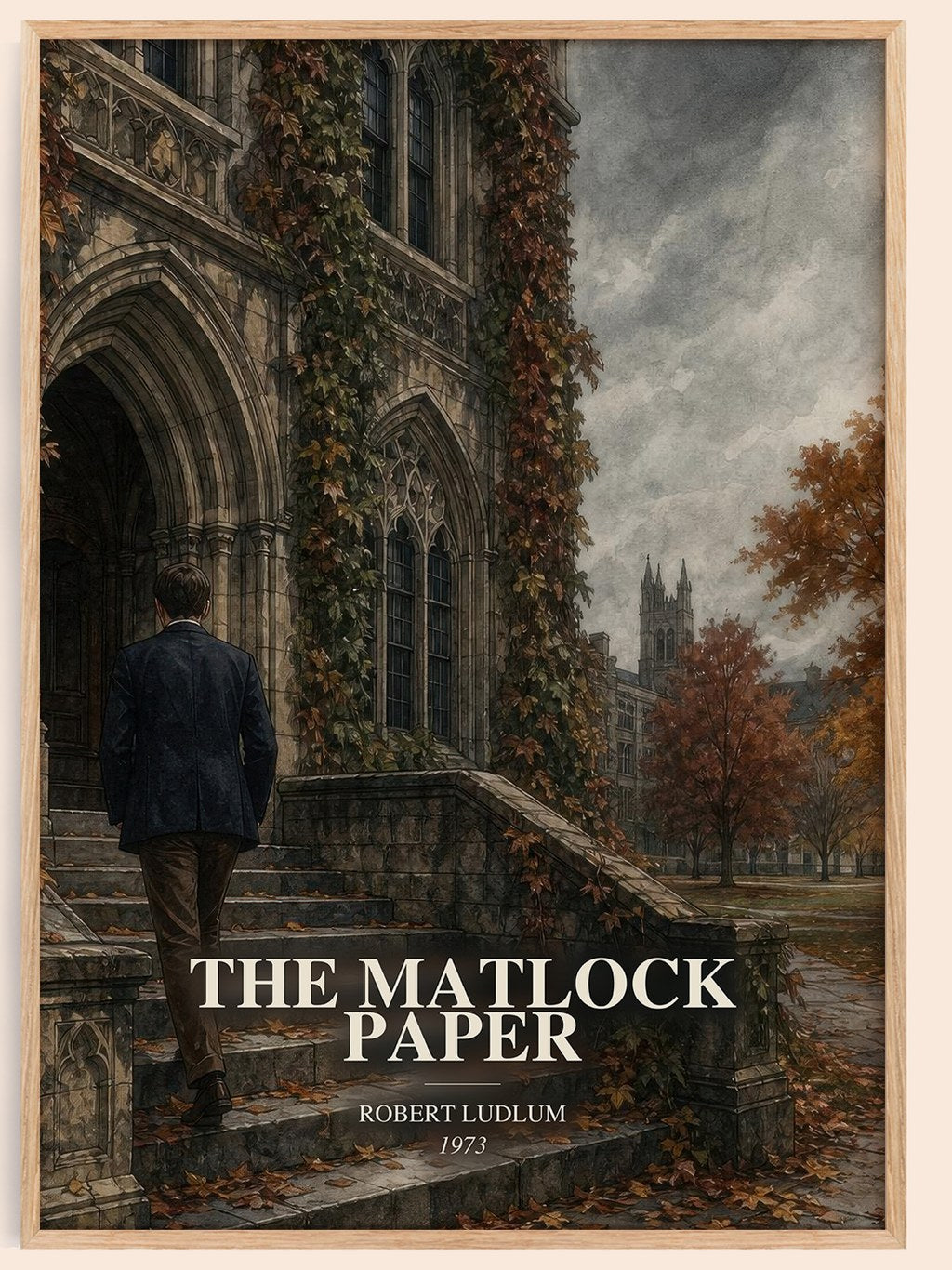 The Matlock Paper watercolour book poster by Robert Ludlum – framed literary art print