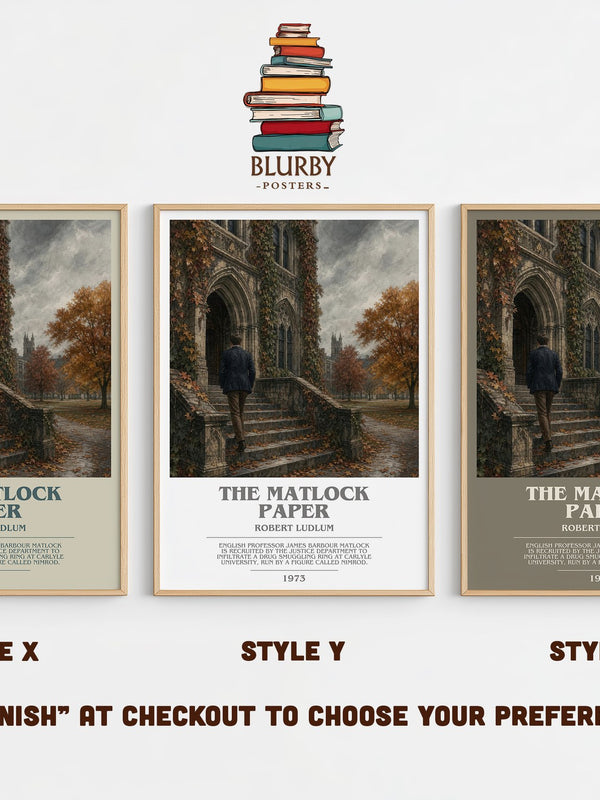The Matlock Paper bookish print in frame leaning in hallway – thriller wall art