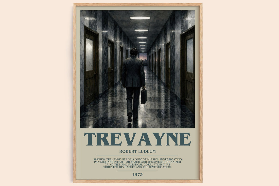Trevayne bookish book poster by Robert Ludlum – framed literary art print