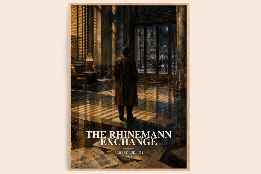 The Rhinemann Exchange watercolour book poster by Robert Ludlum – framed literary art print
