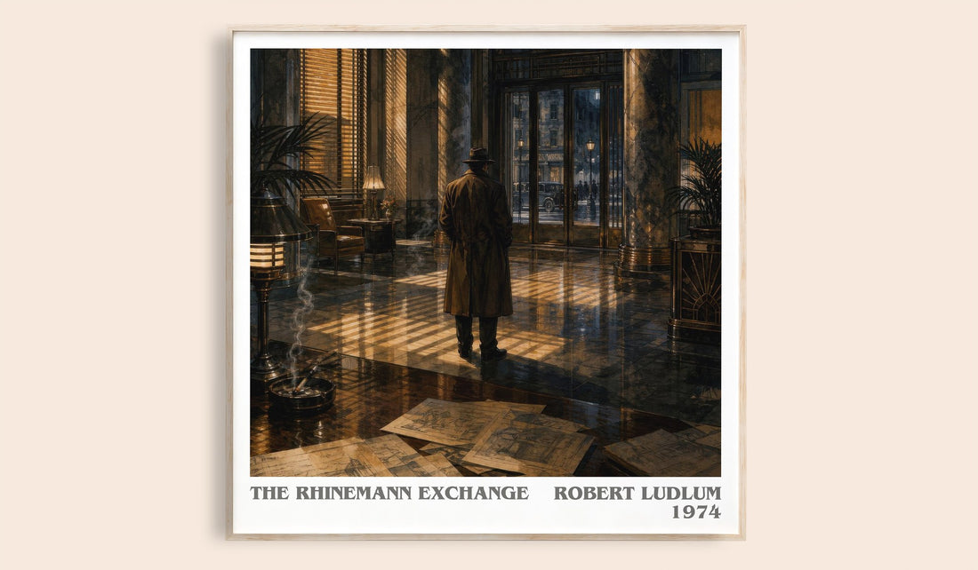 The Rhinemann Exchange literary book poster by Robert Ludlum – framed literary art print
