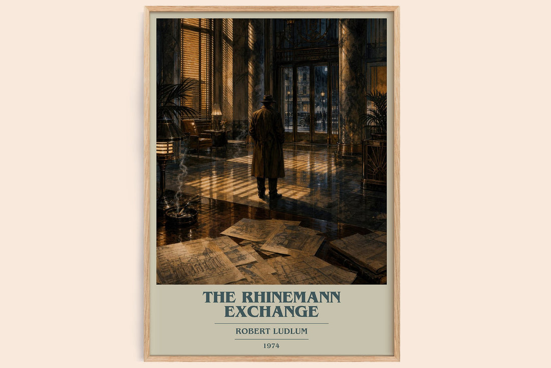 The Rhinemann Exchange book cover book poster by Robert Ludlum – framed literary art print