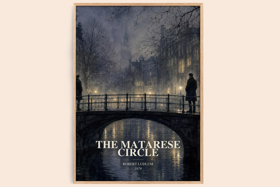 The Matarese Circle watercolour book poster by Robert Ludlum – framed literary art print