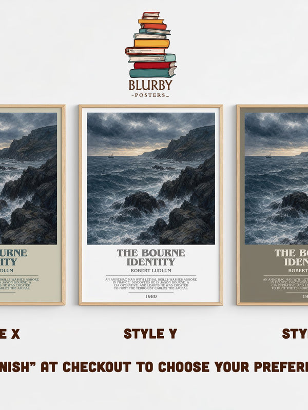 The Bourne Identity bookish print in frame leaning in hallway – thriller wall art