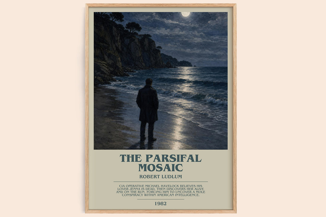 The Parsifal Mosaic bookish book poster by Robert Ludlum – framed literary art print