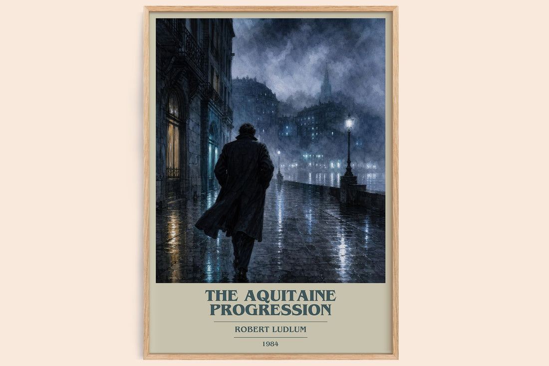 The Aquitaine Progression book cover book poster by Robert Ludlum – framed literary art print