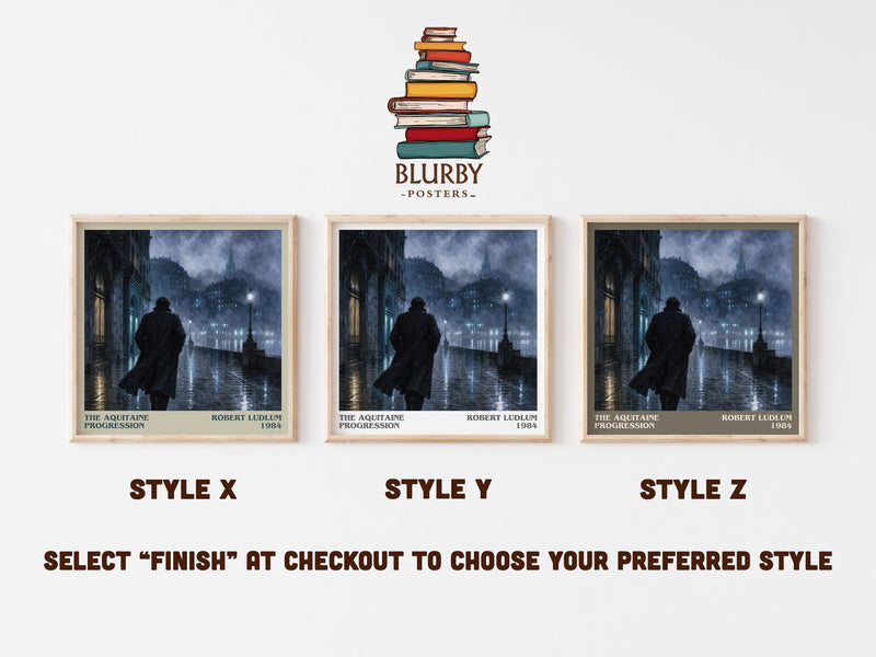 The Aquitaine Progression literary print in frame leaning in hallway – thriller wall art
