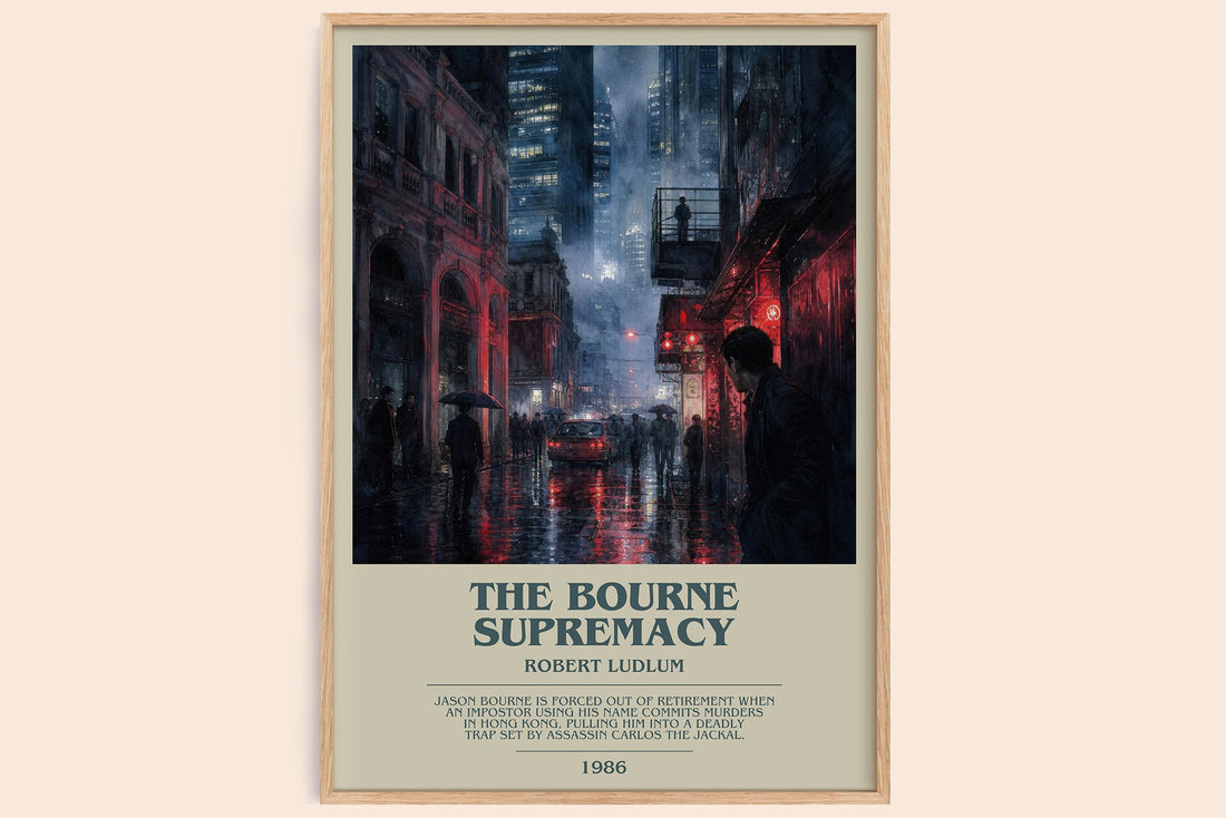 The Bourne Supremacy bookish book poster by Robert Ludlum – framed literary art print