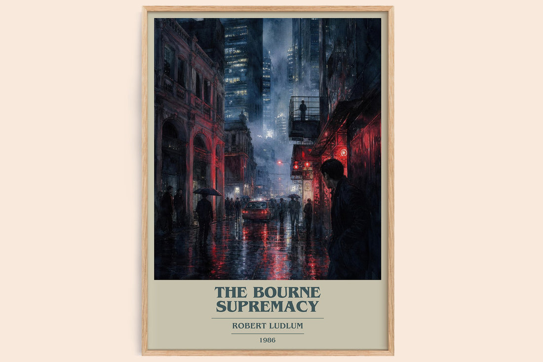 The Bourne Supremacy book cover book poster by Robert Ludlum – framed literary art print