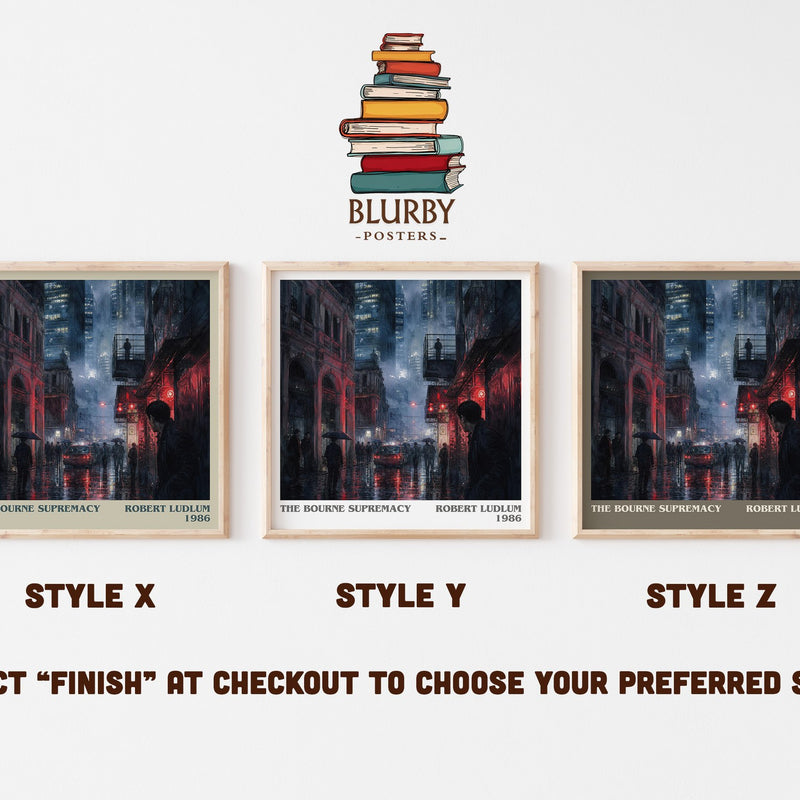 The Bourne Supremacy literary print in frame leaning in hallway – thriller wall art