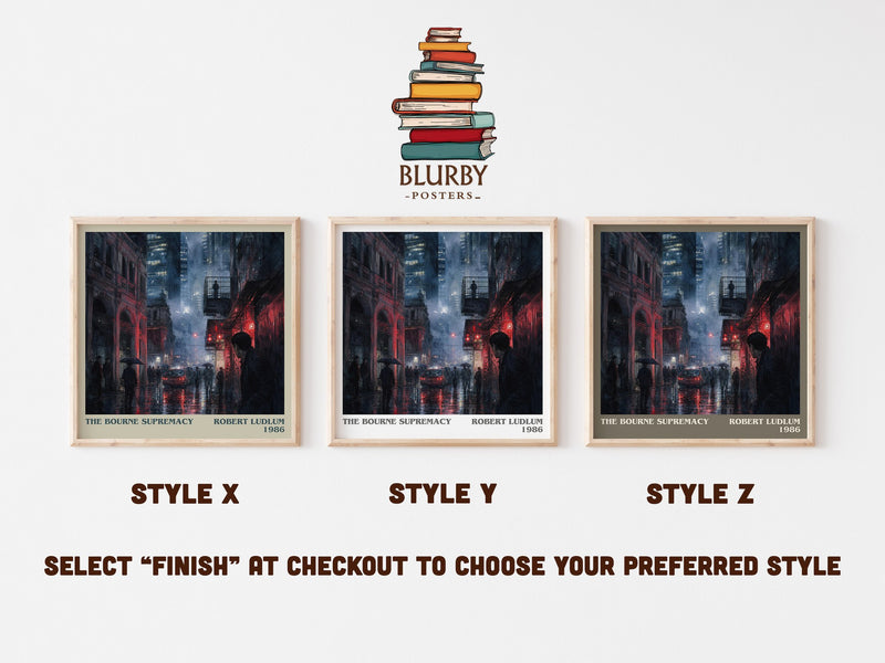 The Bourne Supremacy literary print in frame leaning in hallway – thriller wall art