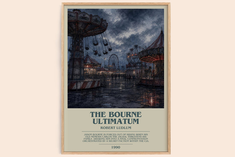 The Bourne Ultimatum bookish book poster by Robert Ludlum – framed literary art print