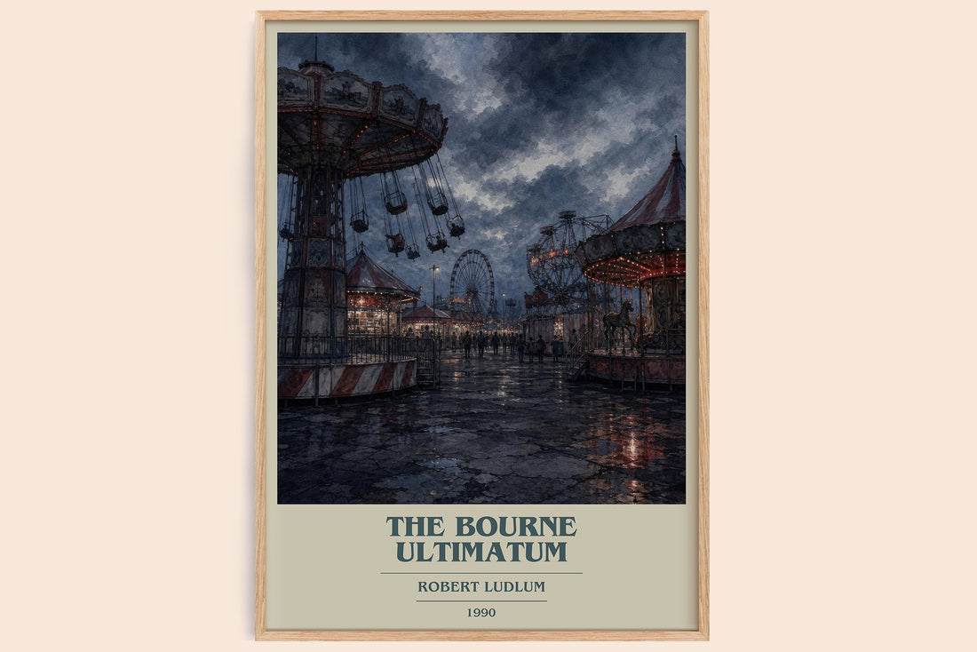 The Bourne Ultimatum book cover book poster by Robert Ludlum – framed literary art print