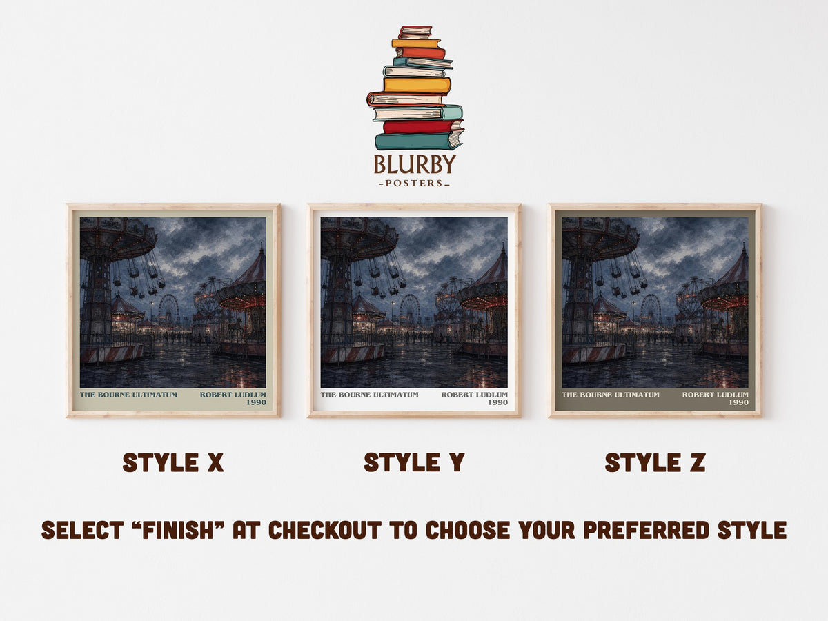 The Bourne Ultimatum literary print in frame leaning in hallway – thriller wall art (mockup)